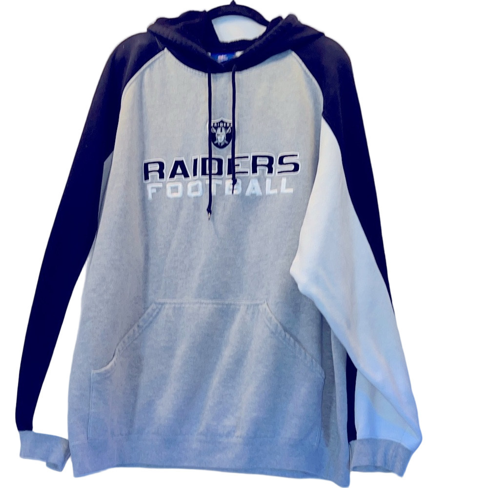 NFL Raiders Football Gray and Black Hoodie, Size 2XL